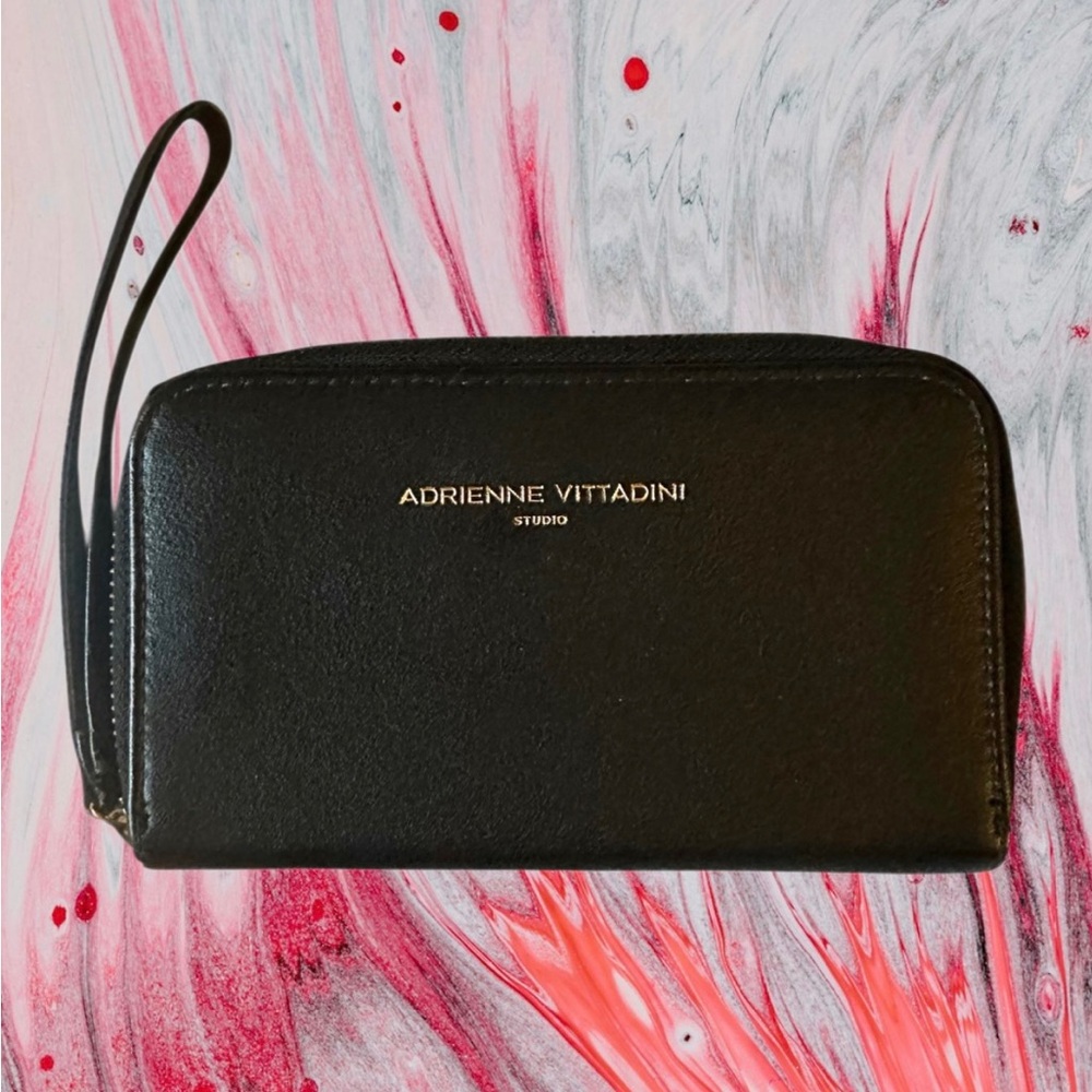 Adrienne Vittadini Studio Black Zip Around Wallet/Wristlet